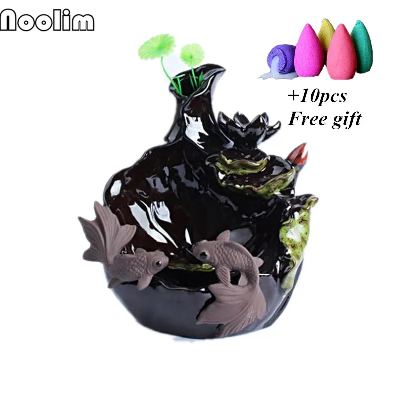 Incense Burner Дерьмо рыбы курильница для благовоний горелка Керамическая лотосов дыма Ладан держатель для Рожков столешница водопад ароматическая курильница - Цвет: Incense Burner