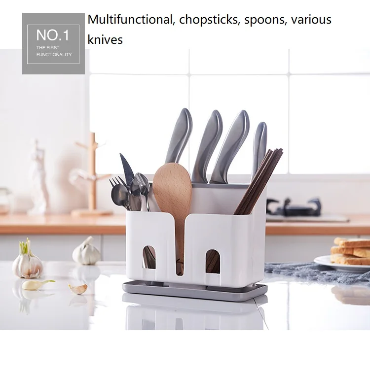 Пластиковая подставка для кухонных ножей Универсальный Органайзер держатель палочка для еды ложки сливная стойка посуда полка инструмент для хранения
