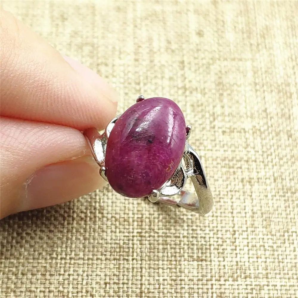 

12x9mm Natural Ruby Red Gemstone Oval Adjustable Ring Crystal 925 Silver Woman Man Party Gift Rings Jewelry AAAAA