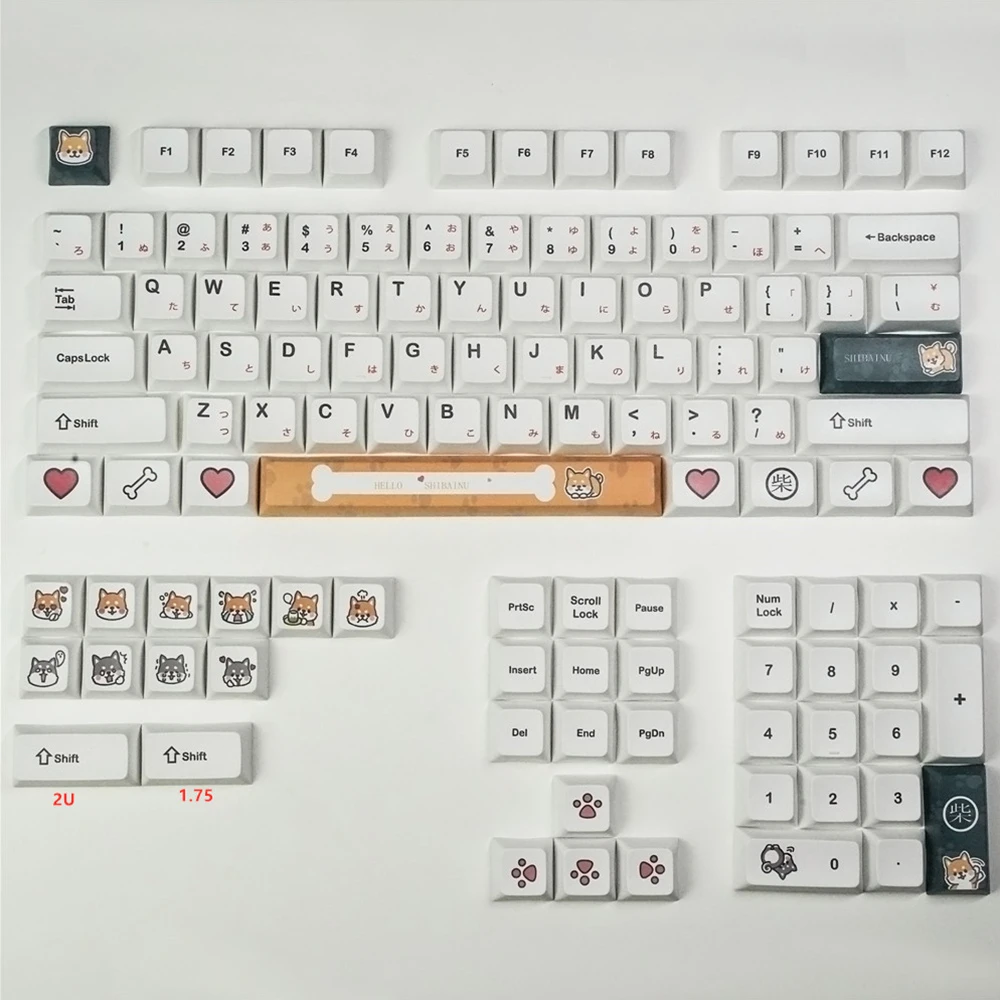 Shiba Inu Dog Bone Design XDA PBT Keycaps for Cherry Switch Mechanical Gaming Keyboard 6.25x Spacebar Japanese Character Keycaps Shiba Inu Dog Bone Design XDA PBT Keycaps for Cherry Switch Mechanical Gaming Keyboard 6.25x Spacebar Japanese Character Keycaps