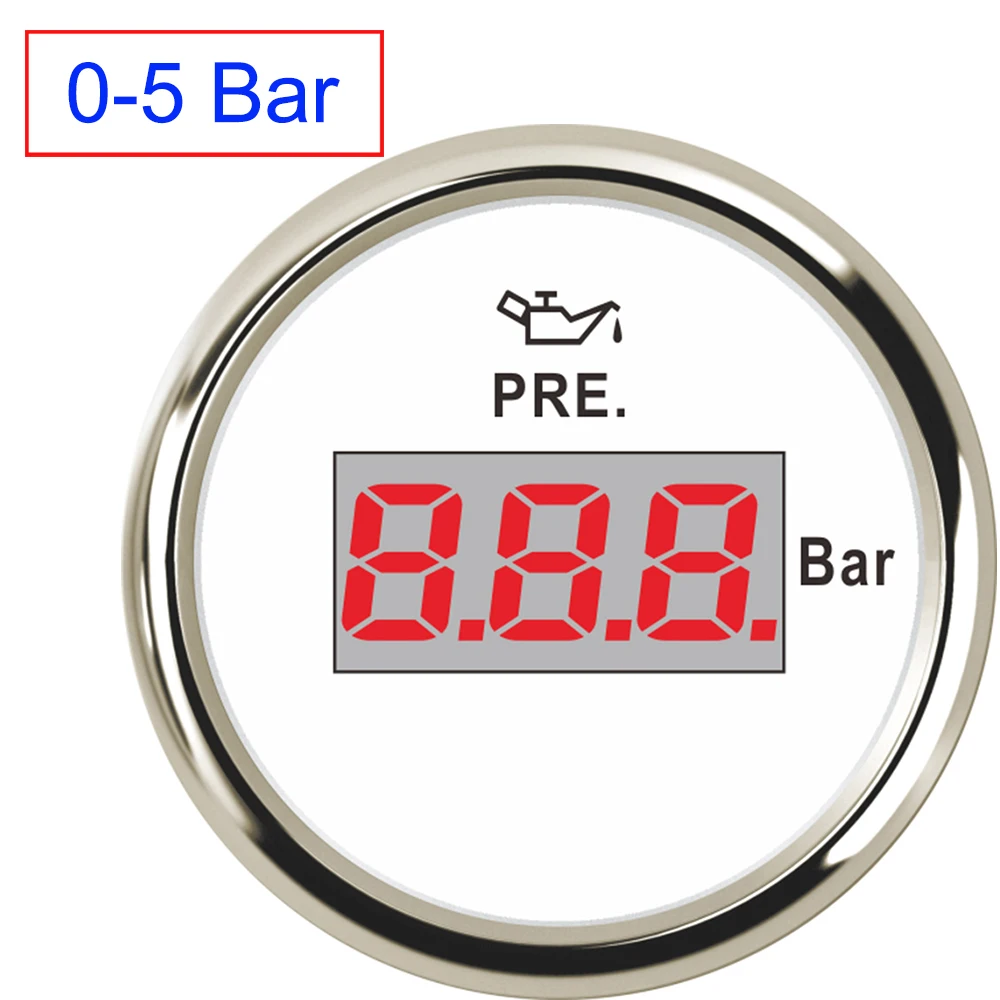 52 мм цифровой датчик давления масла, автомобильный лодочный измеритель 0-5/0-10 бар с подсветкой 9~ 32 В для авто мотоцикла грузовика, морского давления топлива