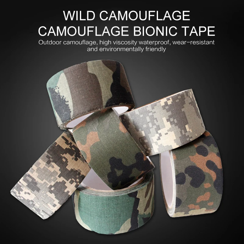 

5M Army Camo Tape Outdoor Hunting Shooting Blind Wrap Camouflage Stealth Tape Waterproof Wrap Durable Camping Elastic Tape