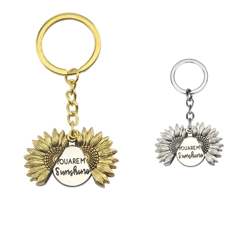 

Sunflower Keychain You are my sunshine Keychain Open Locket Letter Custom Keyring for Women Men Dropshipping Valentine's day