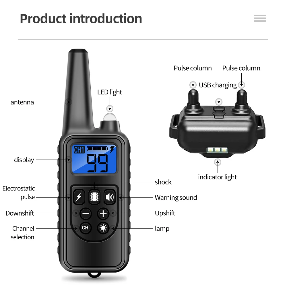 Nylon Rope Remote Control Electronic Shock Training Collar Anti Bark Collar