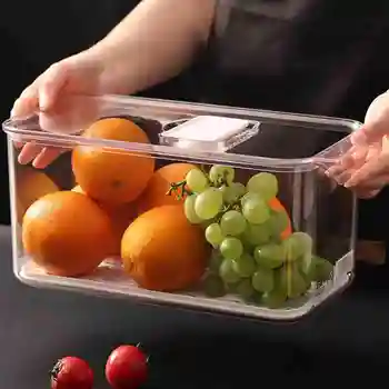 

Refrigerator Food Storage Containers with Lids Kitchen Storage Seal Tank Plastic Separate Vegetable Fruit Fresh Box