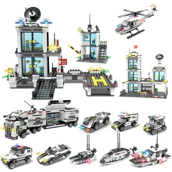 

858pcs City Police Series Building Blocks SWAT Truck Bricks Set Vehicle Police Staction Blocks Educational Toys For Children Kid