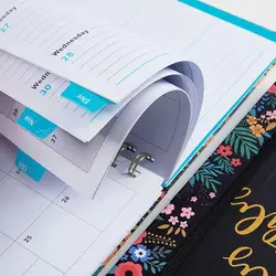 Carnet de notes de taille A5, fleur 2022, calendrier hebdomadaire, bobine, planificateur, planificateur, papeterie scolaire, Dia 7g3 