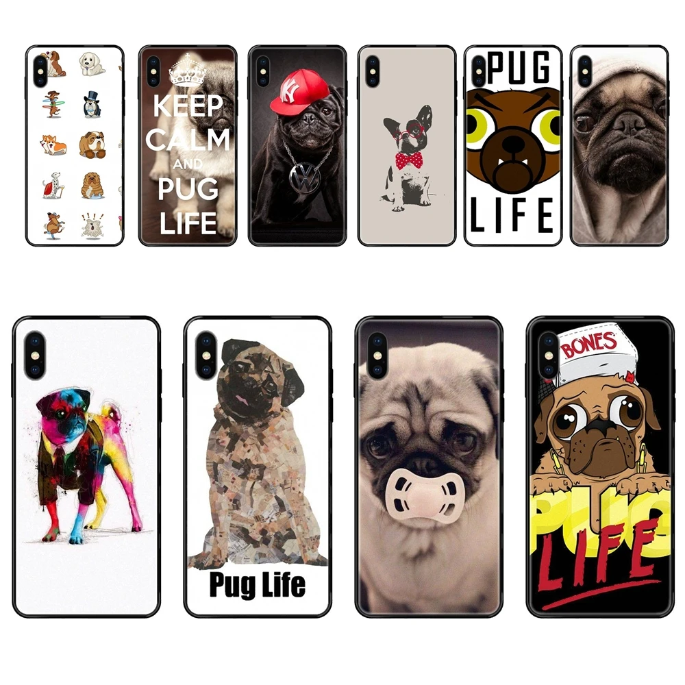 Черный мягкий ТПУ чехол для телефона Xiaomi Mi Note A1 A2 A3 5 5s 6 8 9 10 SE Lite Pro Ultra Pug Life Dog