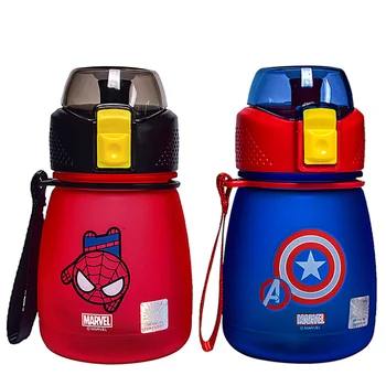 

390/460ML Cartoon Spiderman Captain America Children Kids Feeding Bottles Cups With Straw Water Cups