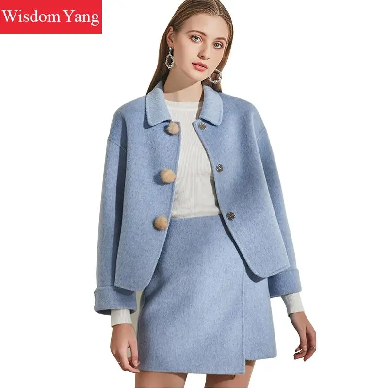 2 delige Set Winter Jas Vrouwen Pak Blauw Roze Kaki Wollen Jassen Womens Laides Overjas Koreaanse Wollen Mini Rok Bovenkleding kleding 2 delige Set Winter Jas Vrouwen Pak Blauw Roze Kaki Wollen Jassen Womens Laides Overjas Koreaanse Wollen Mini Rok Bovenkleding kleding