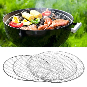 

26cm Disposable BBQ Barbecue Grill Basket Mesh Wire Net Meat Fish Vegetable Tool Hot Kitchen Cooking Rotisseries Accessory