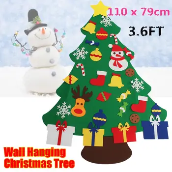 

Christmas Tree Set 110x79cm Felt Christmas Tree with Hanging Ornaments Children Toy Home Decor Door Wall Stickers Removable