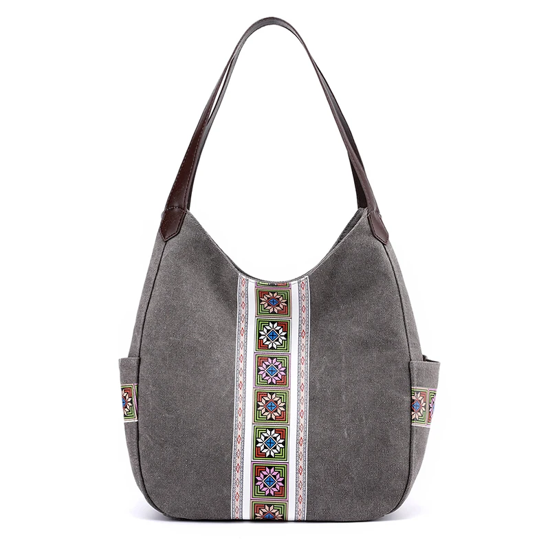 

Women's Canvas Shoulder Bag China Style Large Capacity Handbag KVKY Casual Tote