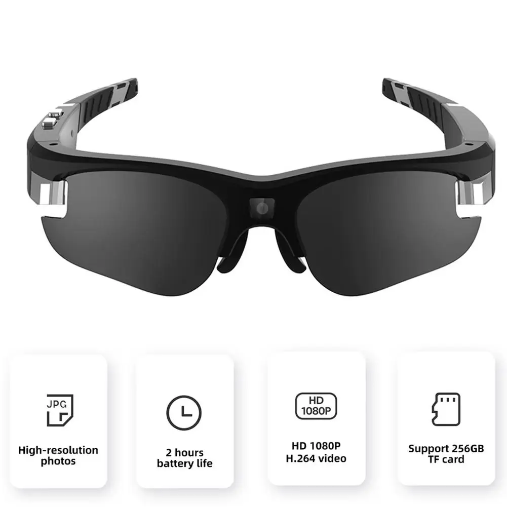 Gafas de sol deportivas inteligentes, lentes de conducción ligeros, HD, 1080P, grabadora de Audio y vídeo, compatible con tarjeta TF de 256G, cámara DVR DV - Imagen 2
