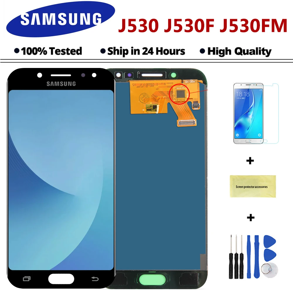 Тест J530 lcd для samsung J5 дисплей кодирующий преобразователь сенсорного экрана в сборе Замена J5 Pro J530 J530F lcd регулируемый