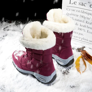 

Winter Waterproof Quality Women Boots Keep Warm Mid-Calf Snow Boots Ladies Lace-up Comfortable Boots Chaussures Femme