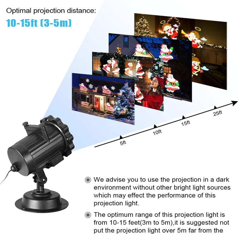 

Holiday Projector Lights Christmas 6 Switchable Patterns Slides Landscape Motion Projector Lights Remote Control USA Stock