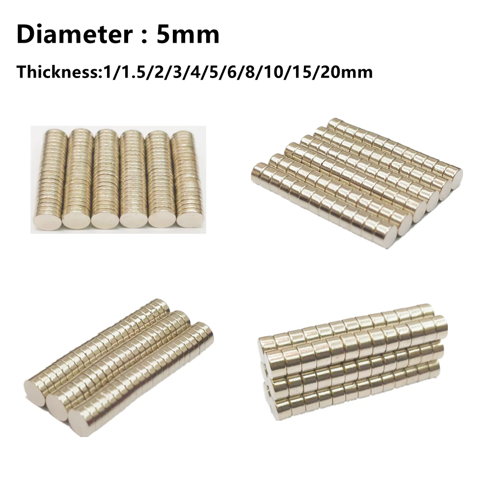 Magneti Al Neodimio Rotondi Diametro 10Mm 5Mm 1/1//2/3/4/5/6/8/10/15/20Mm Magnete Permanente N35