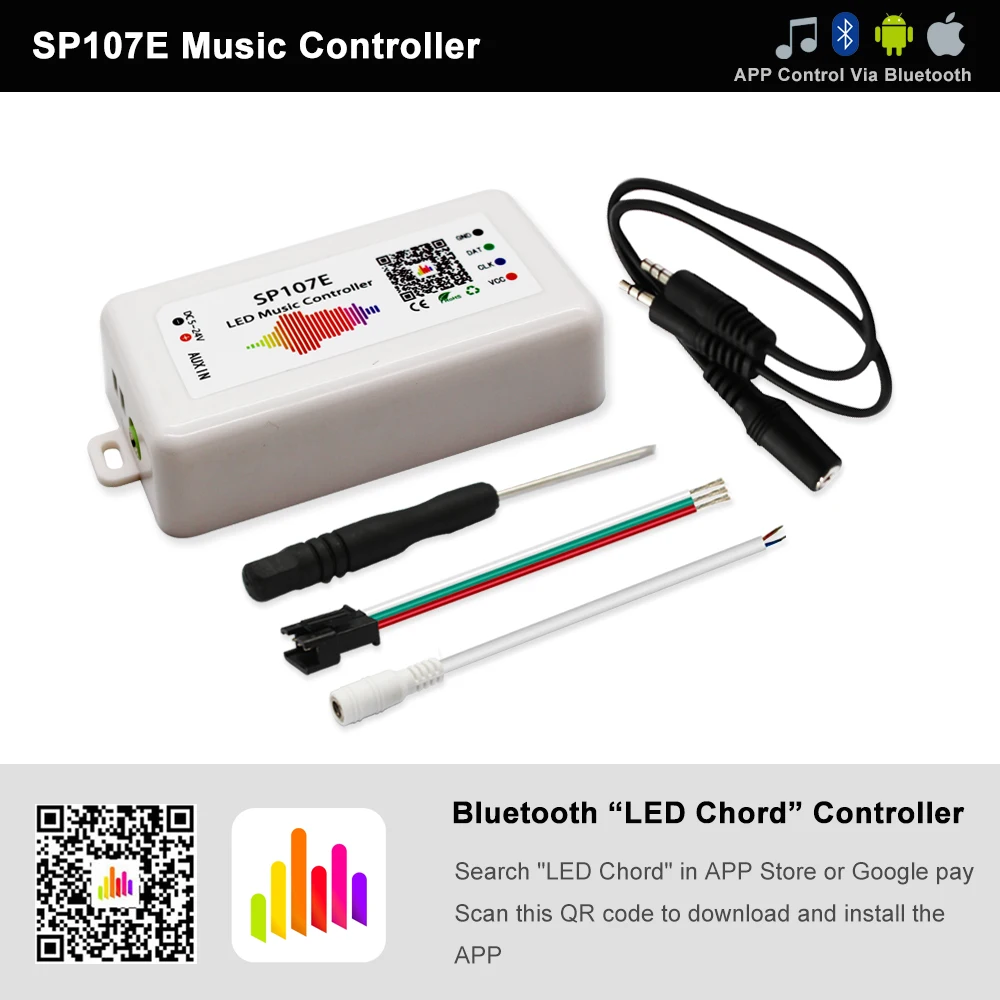 WS2812B Individually Addressable Panel Screen With SP107E Music Bluetooth Controller DC5V Power Kit 8x8 16X16 8X32 AU EU US UK
