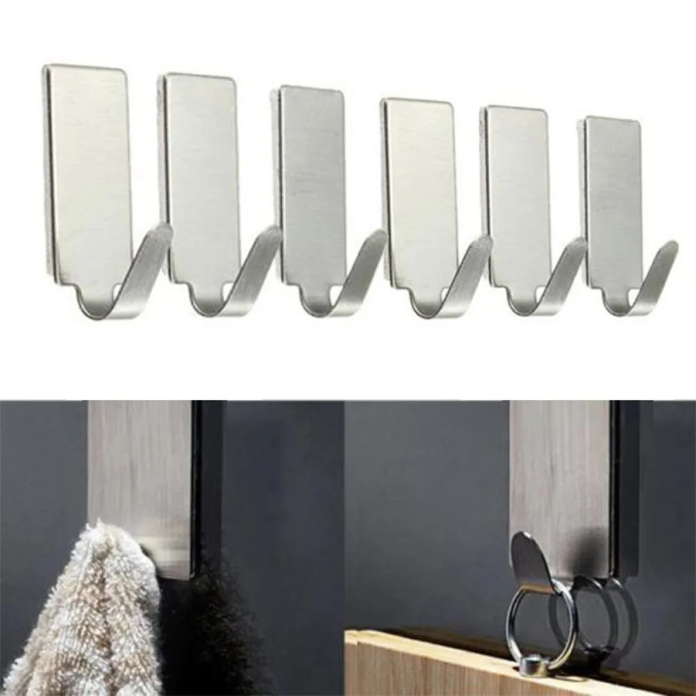 12pcs Adhesive Towel Hooks Heavy Duty Stainless Steel Hangers for Home Kitchen