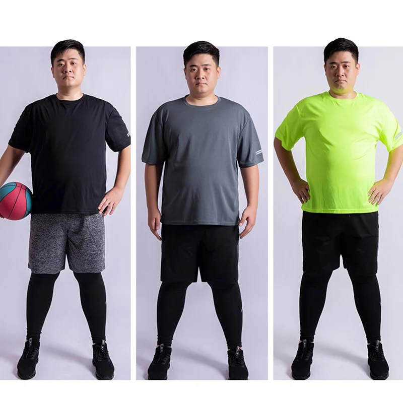 Breathable Mesh T Shirt+Shorts+Pants 3 Pcs Running Suit Men Plus Size 5XL/6XL Quick Dry Sport Set Gym Fitness Tracksuit Clothing