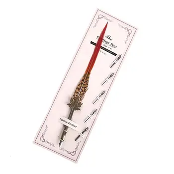 

Vintage Feather Metal Pen Nibbed Dip Writing Ink Quill Pens Set for School Stationery Gifts Art Supplies