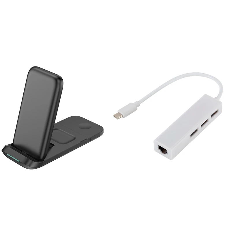 USB C To Ethernet Adapter With Type USB2.0/3.0/PD HUB 3 Ports RJ45 Network Card &amp In 1 Wireless Charging Station | Компьютеры и
