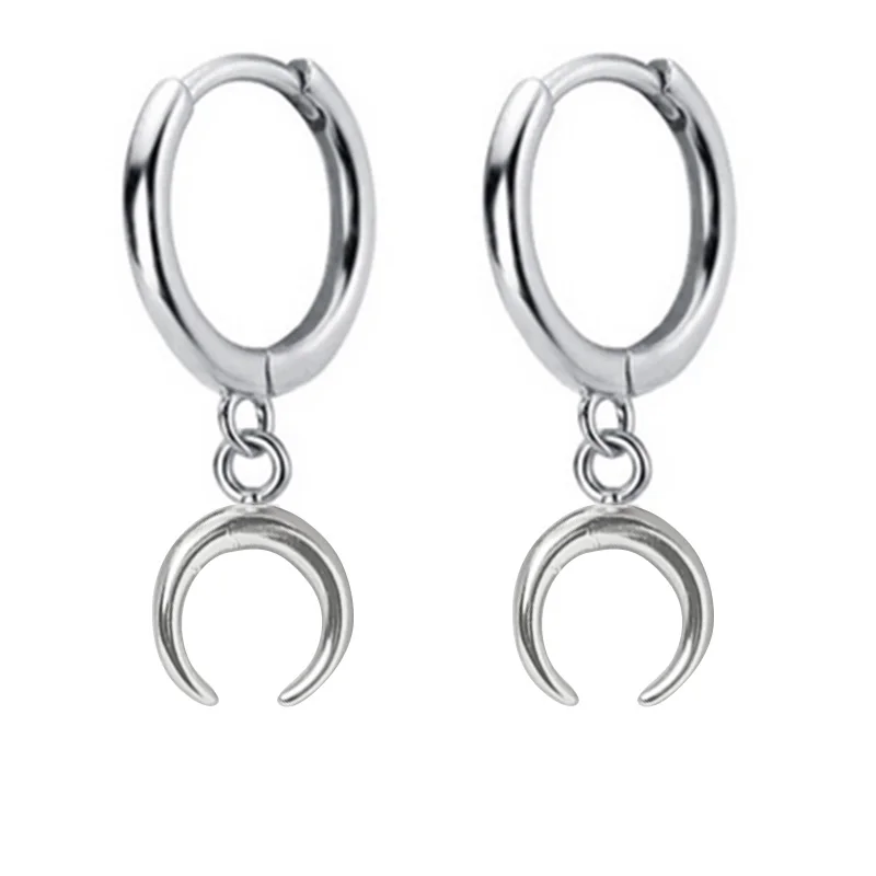 E Silver Новинка, маленькие 925 пробы, серебряные Подвесные серьги-гвоздики, серьги для женщин, молния, луна, глаз, животные, очаровательные маленькие серьги-гвоздики DA491 - Окраска металла: E Silver