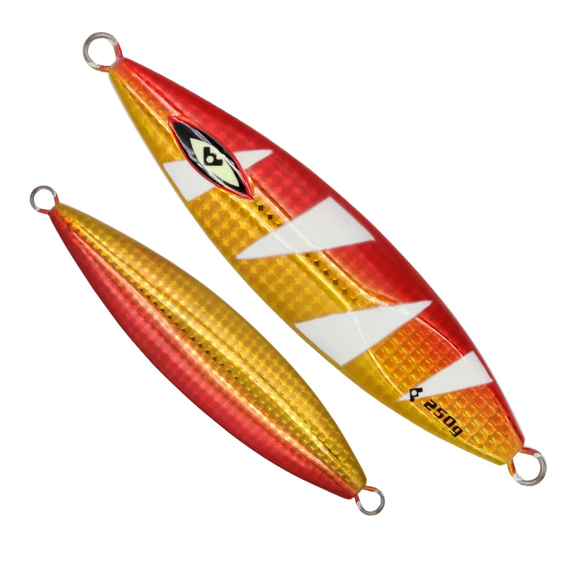 FUNADAIKO медленная приманка для морской рыбалки, 180 г/220 г/250 г, светящаяся искусственная приманка, свинцовая приманка, джиг для морской рыбалки - Цвет: Gold Orange