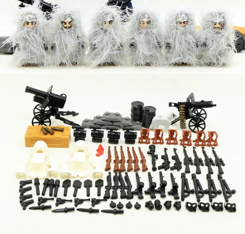 6 шт. Снежный Ghillie костюм военный, камуфляжный, армейский военный ОМОН спецназа DIY Строительные блочные фигурки Обучающие игрушки подарок для мальчиков - Цвет: 021-S Ghillie