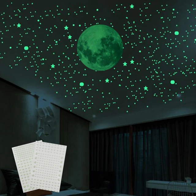 Estrellas 3D que brillan en la oscuridad, pegatinas de pared fluorescentes  luminosas para niños, habitación de