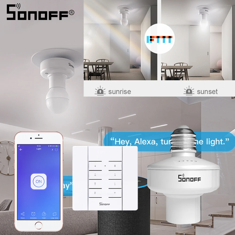 Интеллектуальный выключатель света SONOFF Slampher E27 лампа/светильник/лампа держатель