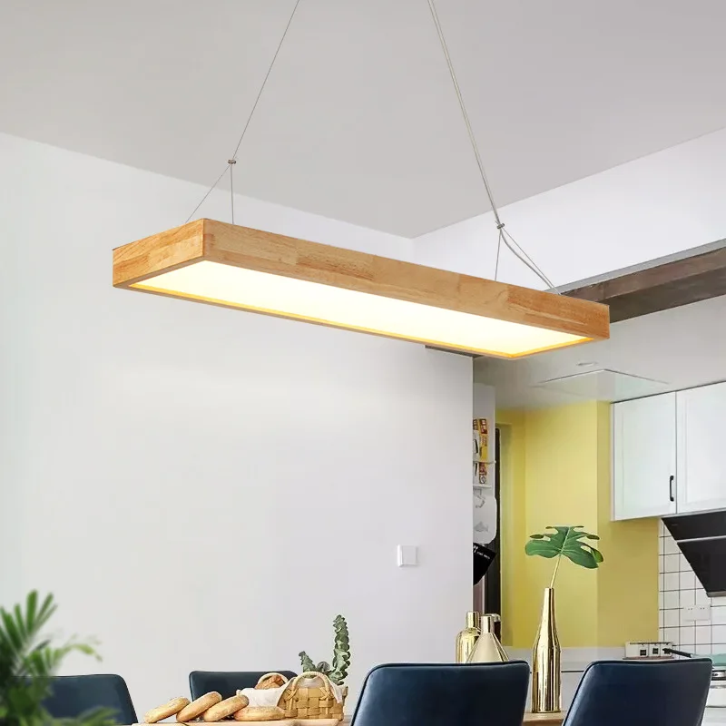 

Long Solid Wood LED Pendant Light Lamps and Lanterns In Office Dining Room and Living Room Home Decoration Hanging Lamp