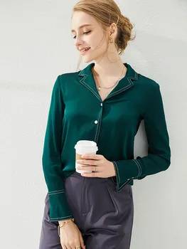 

2020 Autumn New Style European Style Silk Long-Sleeved Shirt Elegant Top Dropshipping