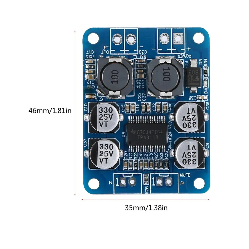 Ультра-Маленький цифровой усилитель мощности плата Tpa3118 Pbtl моно цифровой усилитель мощности плата 1X60 Вт Hf24