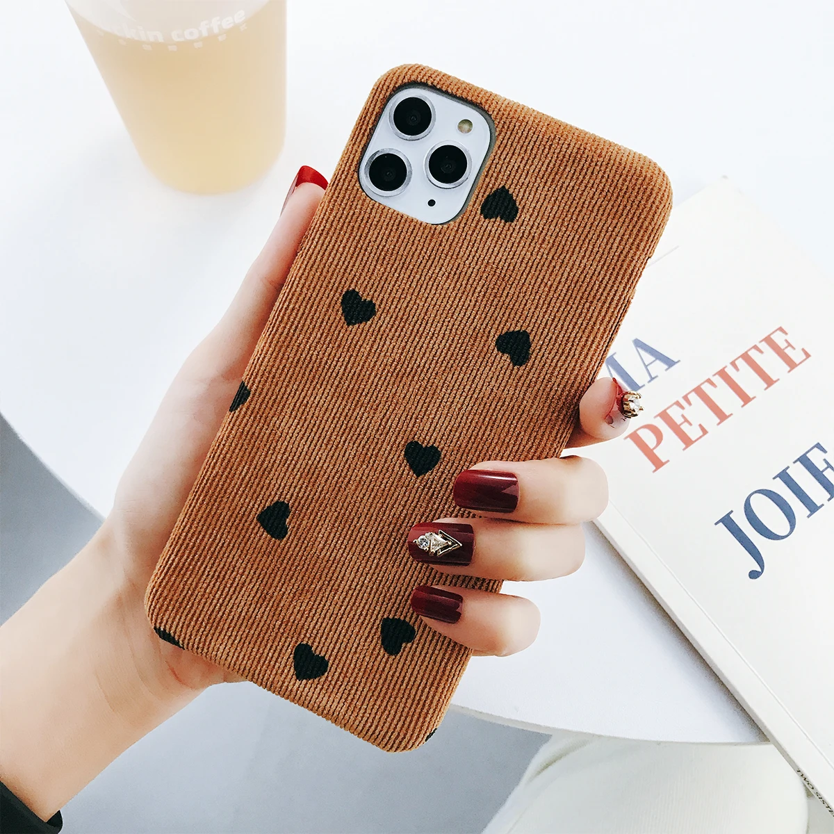 Чехол Lovebay для iPhone 11, плюшевый чехол с сердечком для iPhone 7, 8, 6, 6s Plus, X, XR, XS Max, 11 Pro, чехол для телефона, s, ткань, текстура, мягкий чехол из искусственной кожи - Цвет: XW0451C