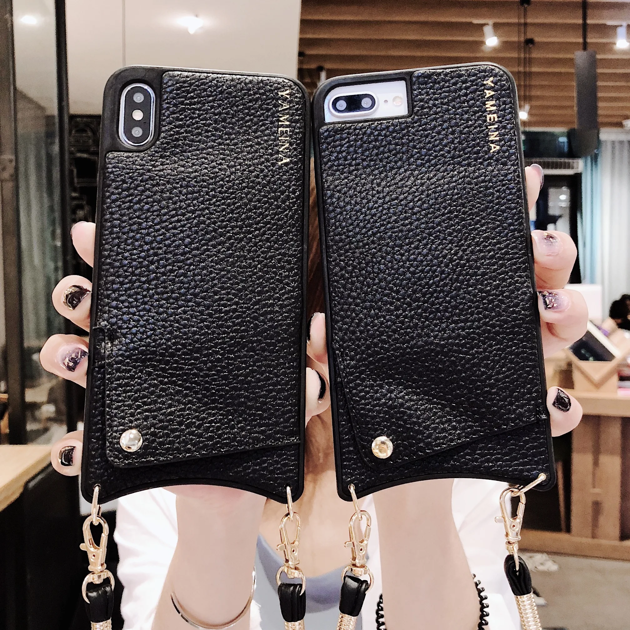 

Wallet bag for Credit Cards Phone Case Cover Crossbody with Strap long chain for Iphone 11 PRO XS MAX XR X 6S 6 8 7 plus Cover