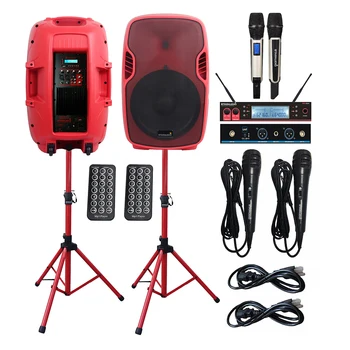 

STARAUDIO 2Pcs 15" PA 3500W Active Powered BT USB Speakers DJ Stands Wired Mics 2CH UHF Wireless Handheld Microphone SSRM-15