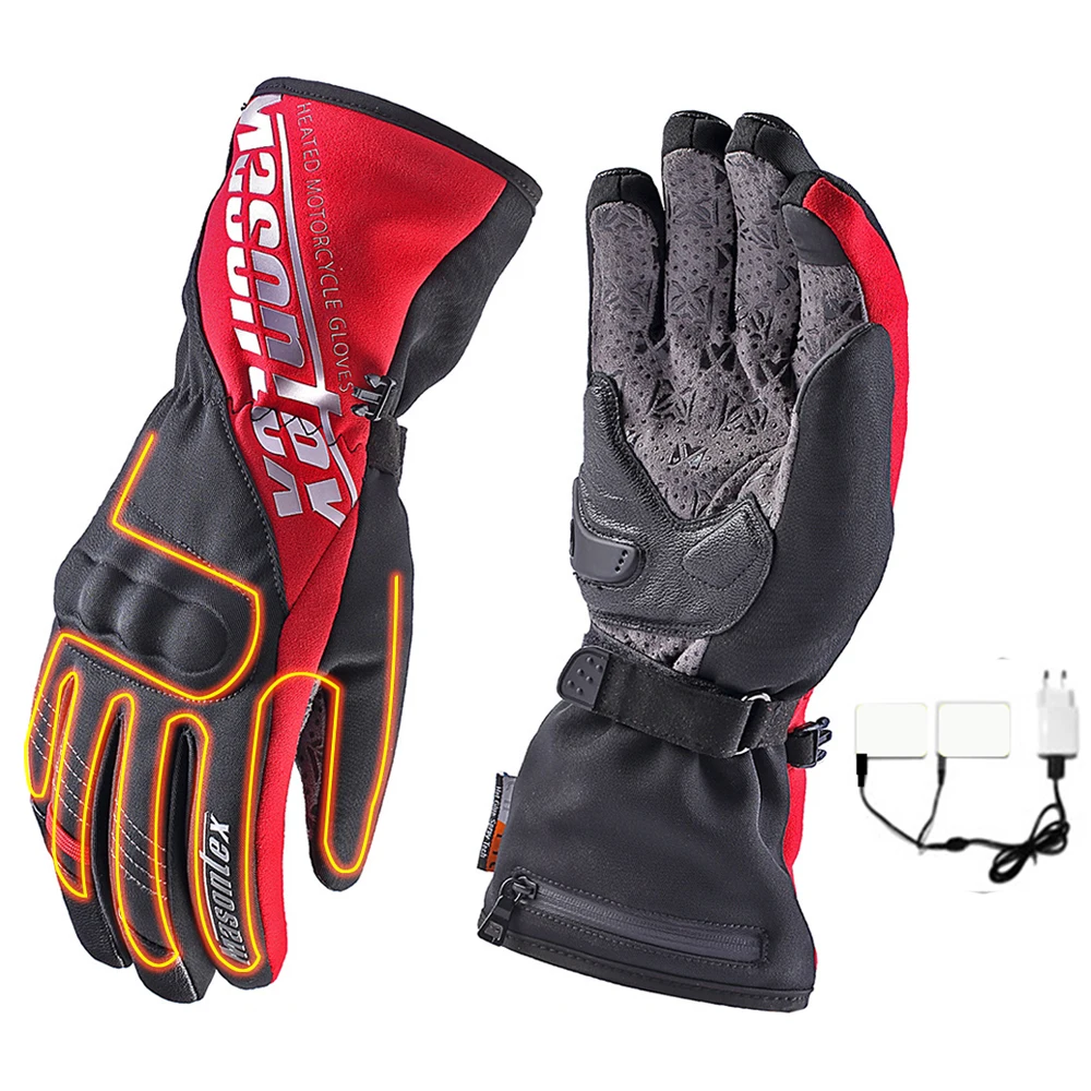 Motorcycle Gloves Waterproof Moto Touch Screen Heated Guantes Battery Powered Motorbike Racing Riding Gloves Men Autumn Winter