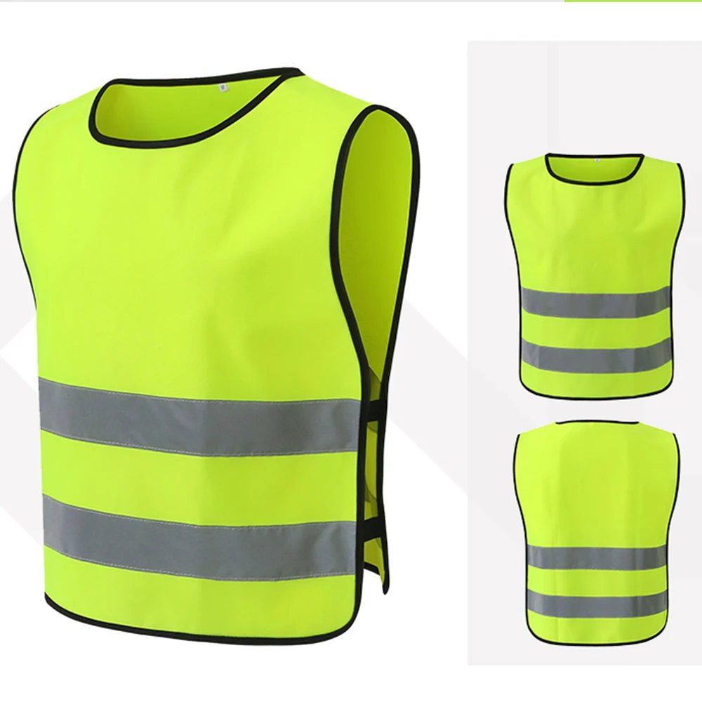 

Reflective Vest Security Clothing Workwear Working Clothes Safety Waistcoat Day Night Motorcycle Cycling Warning Round Neck Kids