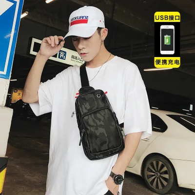 

New breast bag men's chest bag casual versatile Korean version of a single shoulder bag men cross-body bag fashion