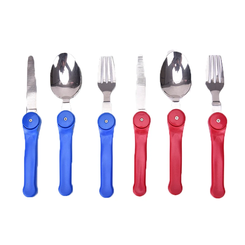 Folding Portable Stainless Steel Spoon Fork Utensils Outdoor Sports Camping Barbecue Picnic Dishes Acampament