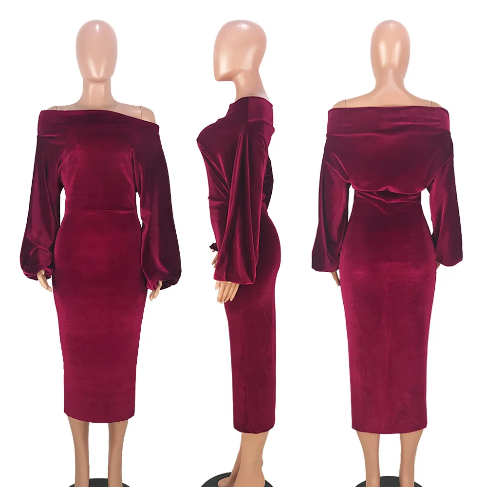 Элегантное бархатное Пышное облегающее длинное платье с длинным рукавом для