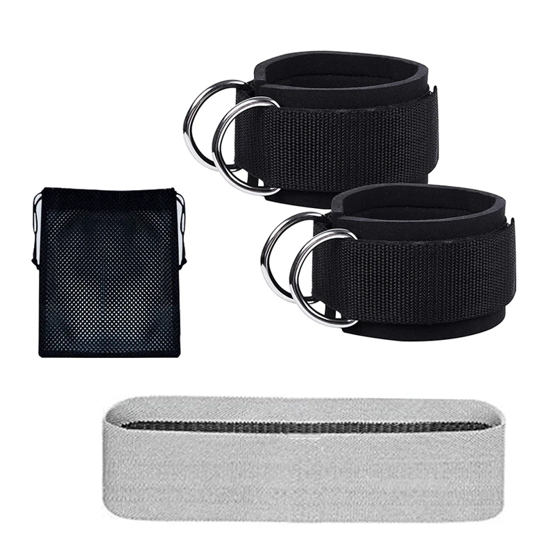 

2Pcs Sport Ankle Straps with 1 Resistance Bands Padded D-ring Ankle Cuffs Support for Gym Workouts Cable Machines Leg Exercises