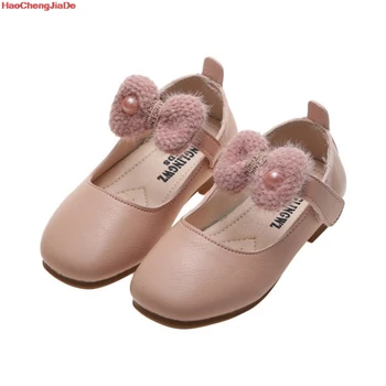 

New Arrival Children Princess Shoes Girls with Beads Fur Girls Leather Wedding Party Kids Dress Shoes Free Shipping