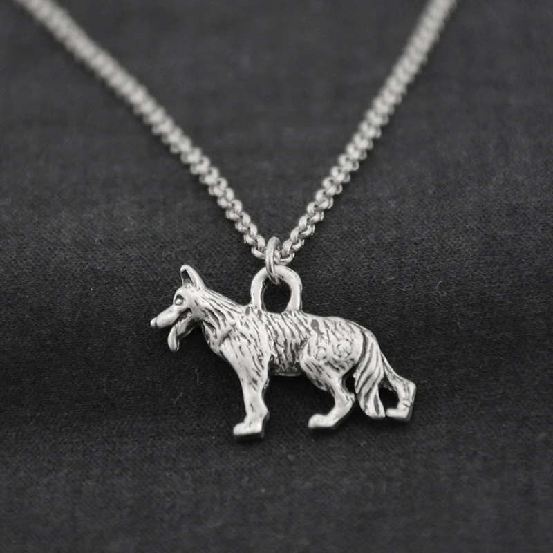 Ретро стиль 3D винтажное серебряное ожерелье с подвеской в виде немецкой овчарки и бельгийской собаки малинуа и крупного рогатого скота