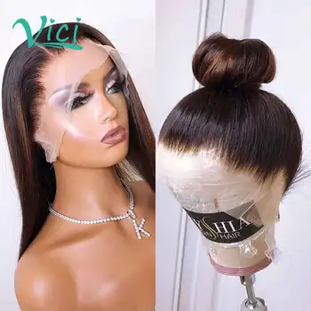 

Highlight Wig Transparent Lace Wigs Invisible Knots Straight Lace Front Wig Ombre Colored Human hair Wigs 360 Lace Frontal Wig