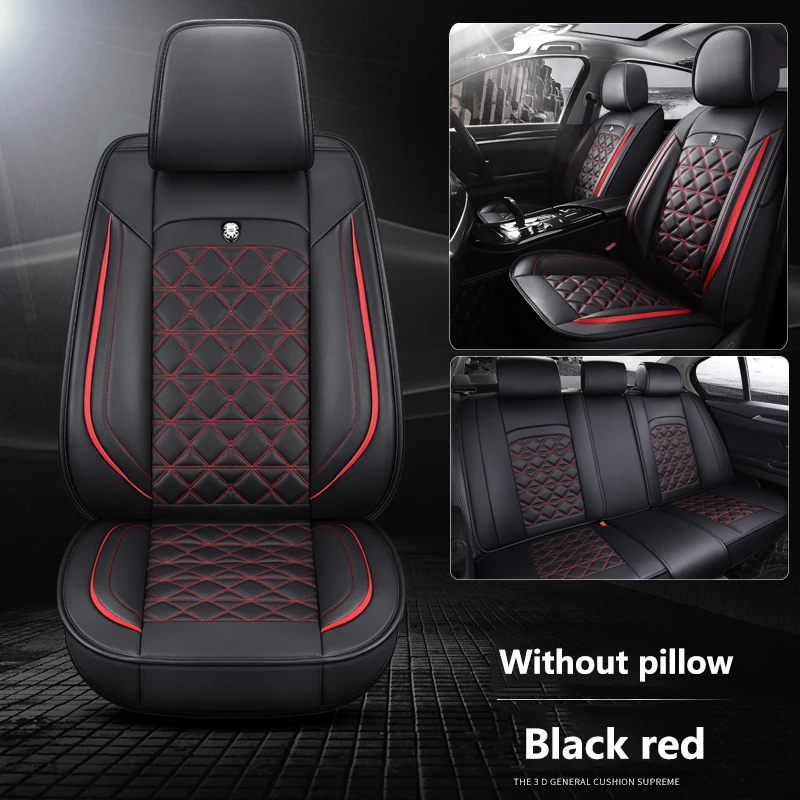 Универсальные кожаные чехлы для автомобильных сидений для Toyota Corolla Camry Rav4 Auris Prius Yalis Avensis Alphard 4Runner Hilux - Название цвета: Black red