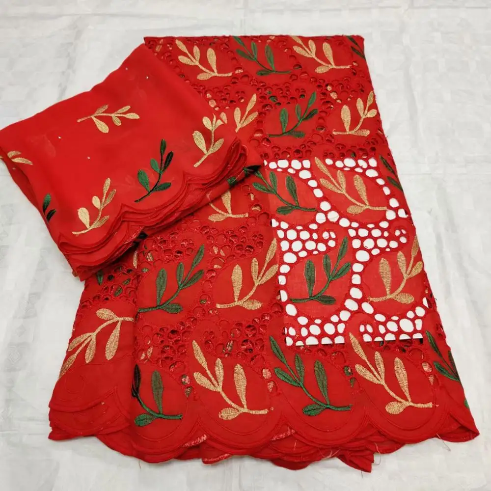 Красная кружевная ткань швейцарская вуаль кружево в швейцарской Африканской ткани Геле головные уборы хлопок кружева материалы Высокое качество 7 ярдов