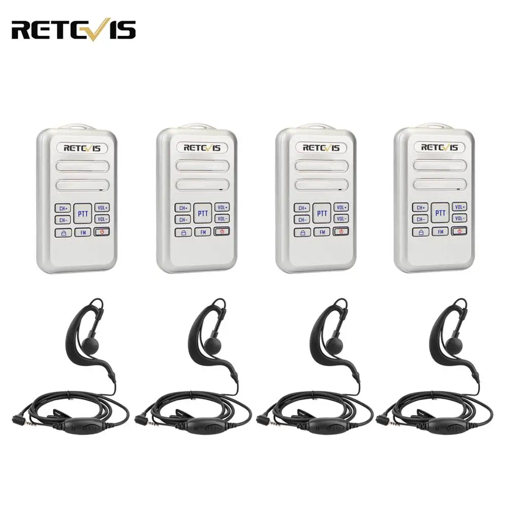 Retevis RT20 Mini Walkie Talkie 4pcs Radio 2W UHF Transceiver VOX FM Radio Type-C USB Charge 2 Way Radio Walk Talk Comunicador